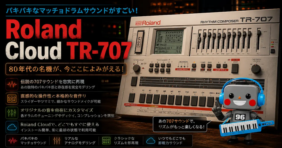 Roland CloudのTR-707 レビュー バキバキの筋肉質なビンテージリズム